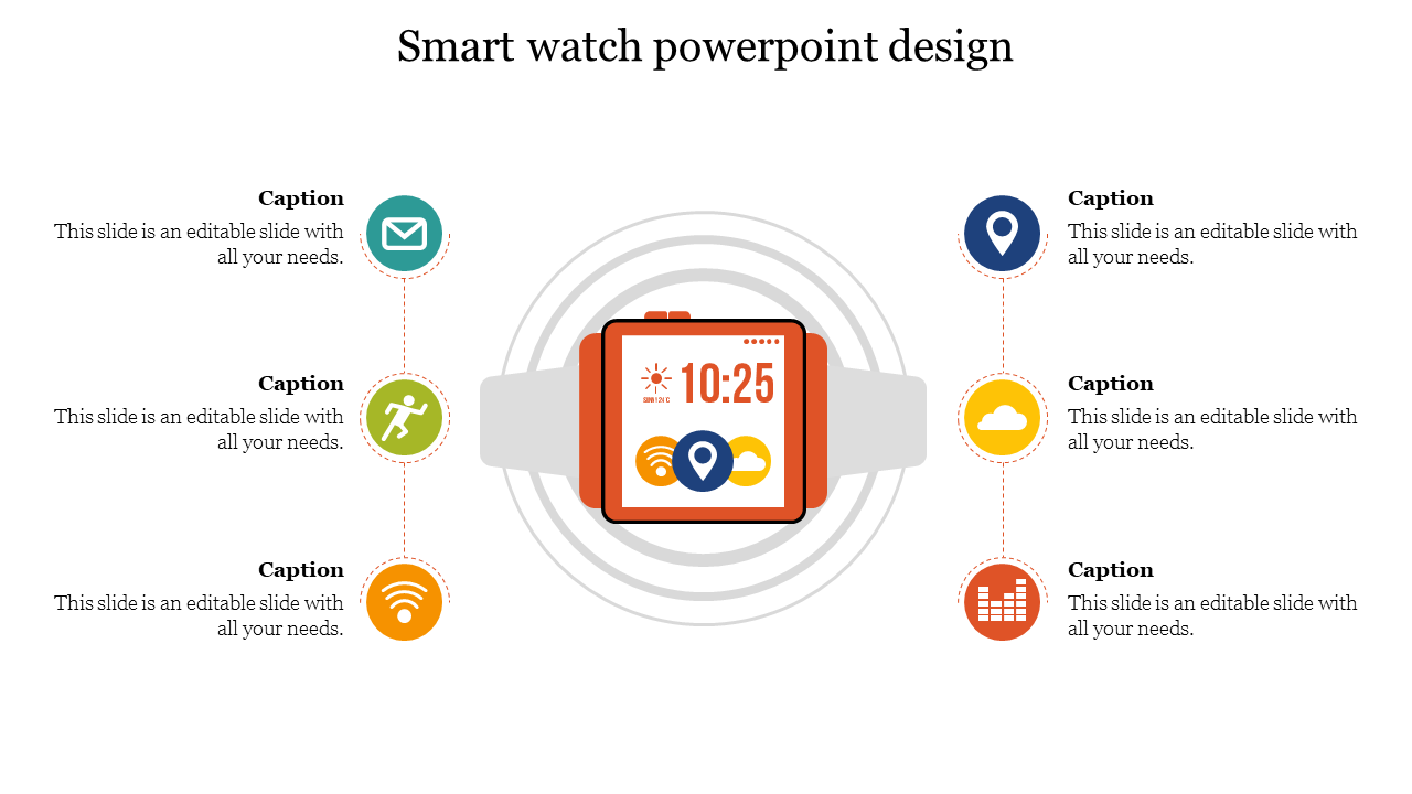 Best Smart Watch PowerPoint Design Slide With Six Nodes